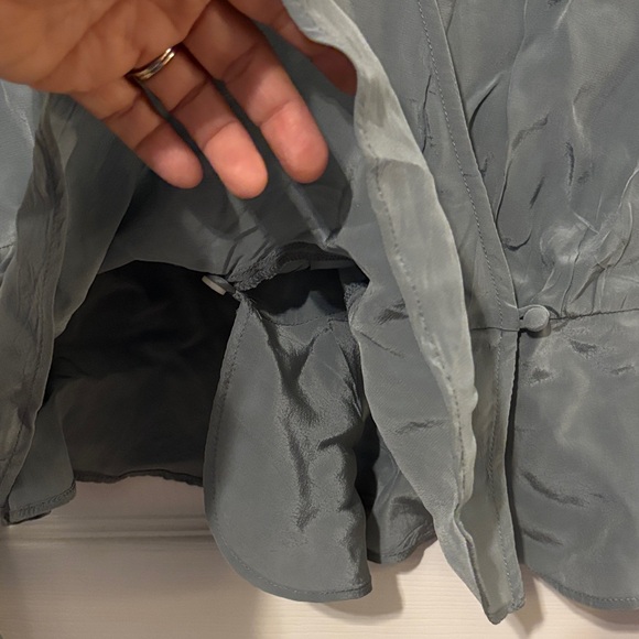 Madewell Satin Peplum Wrap Top in Dusty Blue size 10 - Picture 6 of 8